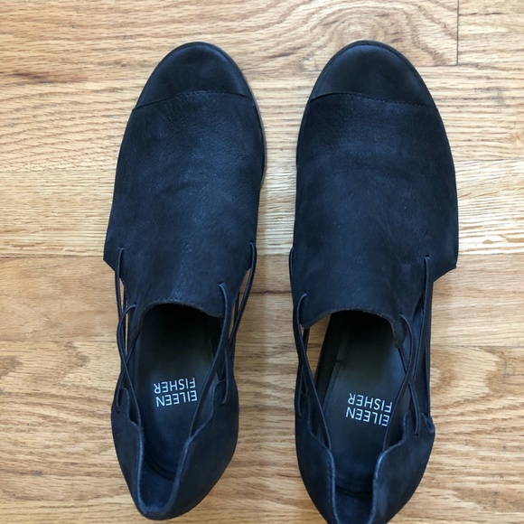 Eileen Fisher Nikki Peep Leather shoes- Size 9 - Picture 2 of 2